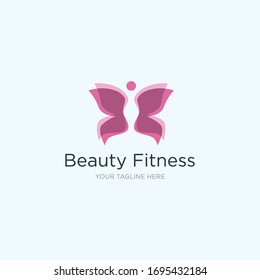 unique and beautiful butterfly fitness logo for woman