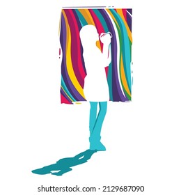 Unique and beautiful colorful woman portrait abstract illustration