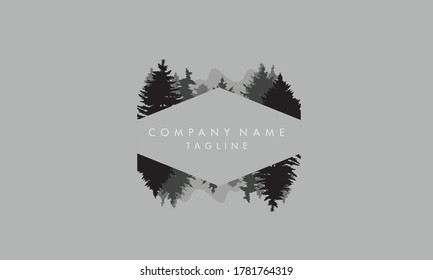 Unique and beautiful forest trees logo icon, travel and tourism company vector template