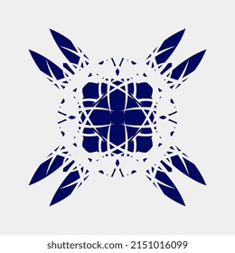 unique, beautiful, simple, monochrome, blue, decorative mandala vector, hand art