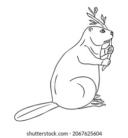 unique beaver line art,line drawing ,vector art,sketch outline