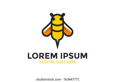 unique bee logo. mascot. character. vector. editable