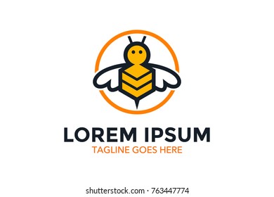unique bee logo. mascot. character. vector. editable