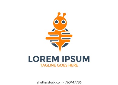unique bee logo. mascot. character. vector. editable