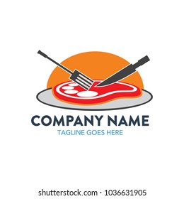 unique beef steak logo. vector illustration. restaurant. food. minimalist