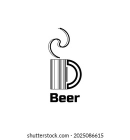 Unique beer glass in the shape of a barcode, perfect for logos in the alcoholic beverage industry. isolated on white background