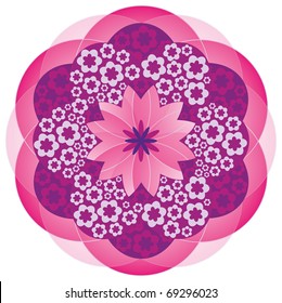 Unique Big Flower Mandala with Small Ones in Pink