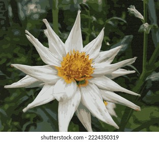 unique big white flower vector illustration watercolor template