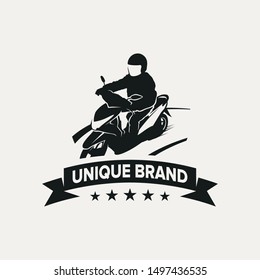 Unique biker skuter matic logo design