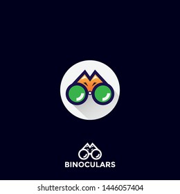 Unique binoculars forming mountain and foc logo design vector icon illustration inspiration 