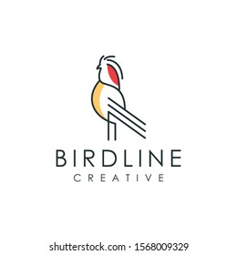 Unique bird line art logo vector illustration