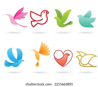 Unique Bird Silhouette Logo - Vector Illustration On A Light Background.