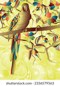 Unique bird wallpaper, interesting irregular shapes, graceful, symmetrical, digital illustration