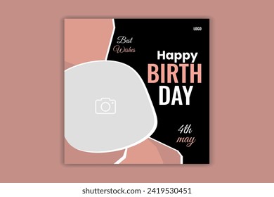 unique birthday design social media template 