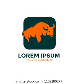Unique bison logo template. vector. editable. simple shape. minimalist color. memorable