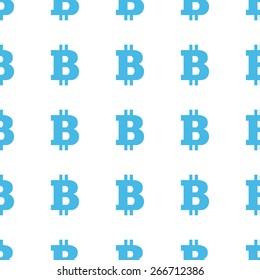 Unique Bitcoin white and blue seamless pattern for web design. Vector symbol