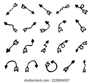 Unique black arrow. isolated on white background. Vector illustration design elements set.
