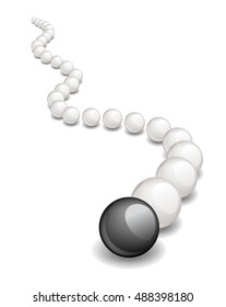 Unique black ball, Follow the leader, Vector image 