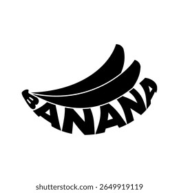 Design exclusivo de logotipo com tema de banana preta com formas elegantes e tipografia impressionante, misturando criatividade com um apelo visual arrojado. Perfeito para projetos de marca ou empresas na comida.