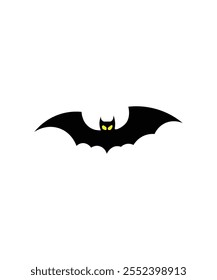 A unique black bat icon featuring striking yellow eyes. Perfect for Halloween designs, horror themes, or decorative projects.