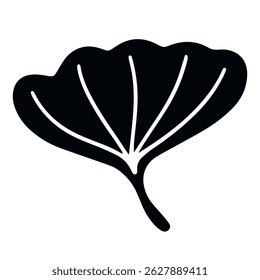 Unique black botanical doodle silhouette ginkgo leaf, providing a handcrafted feel for organic visuals and eco branding