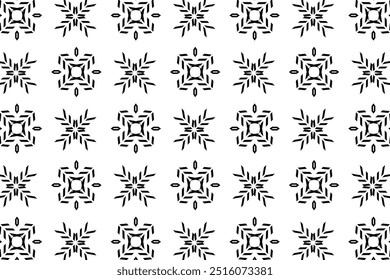 Padrão Floral Preto Exclusivo Design Geométrico