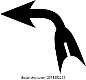 Unique black single curved arrow icon