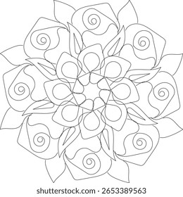 Unique black and white color mandala 