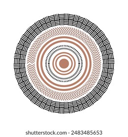 Unique black and white geometric circular pattern, geometric lines and graphic design. Abstract, radiating. The design style of the pattern is both modern and visually impactful, suitable for use in a