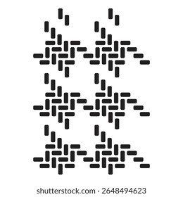 Unique black and white geometric pattern featuring abstract shapes in a repeated design across the canva