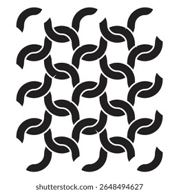 Unique black and white geometric pattern featuring abstract shapes in a repeated design across the canva
