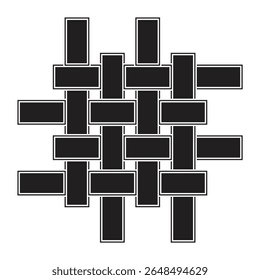 Unique black and white geometric pattern featuring abstract shapes in a repeated design across the canva
