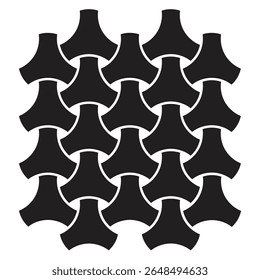 Unique black and white geometric pattern featuring abstract shapes in a repeated design across the canva