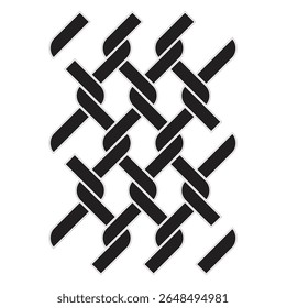 Unique black and white geometric pattern featuring abstract shapes in a repeated design across the canvas

