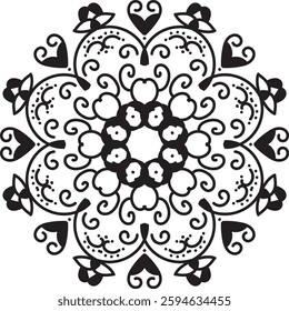 unique Black and white mandala design. Vector hand drawn circular decorative element.
