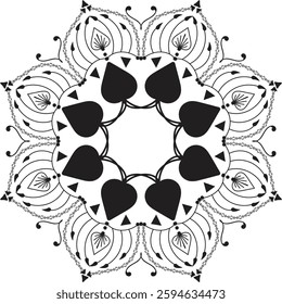 unique Black and white mandala design. Vector hand drawn circular decorative element.
