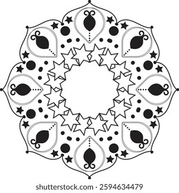 unique Black and white mandala design. Vector hand drawn circular decorative element.
