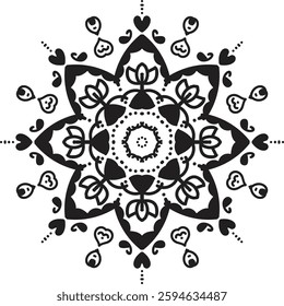 unique Black and white mandala design. Vector hand drawn circular decorative element.
