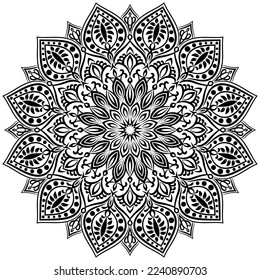 Unique black and white Ornamental Mandala Coloring Book.