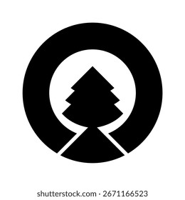 Logotipo único del pino blanco y negro