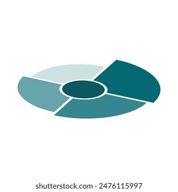 unique black and white quarter circle diagram side view. flat design style. Suitable for presentations, power points, learning, economics, reports etc. Template vector design.