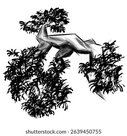 unique black and white tree illustration design