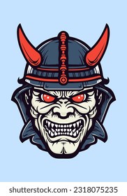 A unique blend of zombie and samurai, this hand-drawn logo illustration features intricate armor details