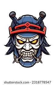 A unique blend of zombie and samurai, this hand-drawn logo illustration features intricate armor details