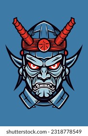 A unique blend of zombie and samurai, this hand-drawn logo illustration features intricate armor details
