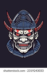 A unique blend of zombie and samurai, this hand-drawn logo illustration features intricate armor details