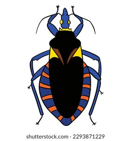 unique blue beetle ,good for graphic design resources, posters, banners, templates, prints, coloring books and more.