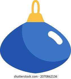 Unique blue christmas tree toy, illustration, vector, on a white background.