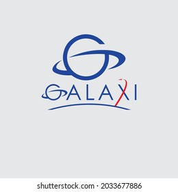 Unique Blue Galaxi Rocket letter logo G earth universe design