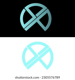 unique blue P,S logo in the form of a circle, cyan color black and white background, suitable for electronic business logos, automotive logos, repair shop logos, cellphone counter logo, gaming logo 